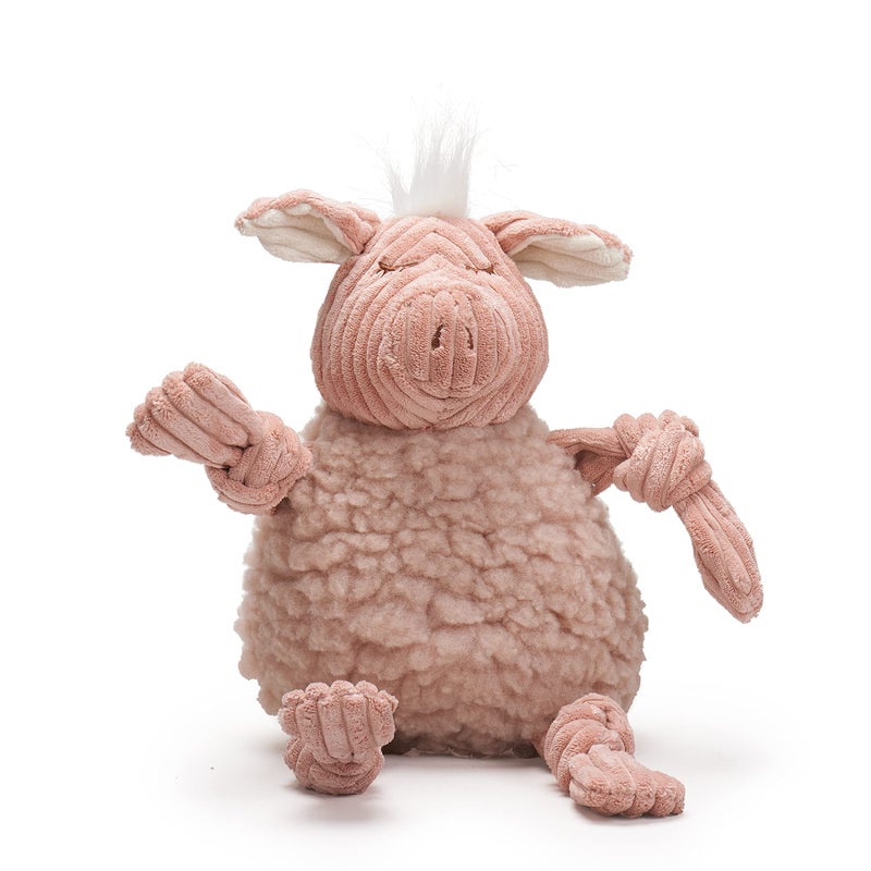 HuggleHounds Knottie Plush Dog Toy - Dog Stuffed Animal Toy, Puppy Toys, Squeaky Dog Toy for Small, Medium & Large Dogs, Soft Fleece, Durable Plush to Keep Them Busy - Penelope Pig, Large - Image 1